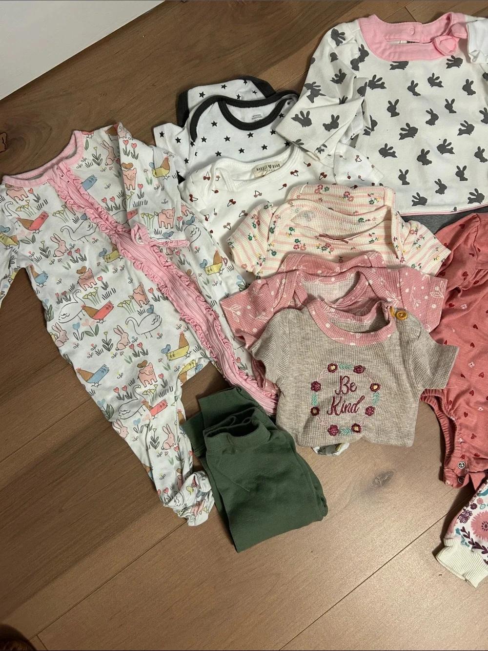Assorted Baby Girls Onesies, Outfits, & Sleepers - Pink, White, Coral, Blue